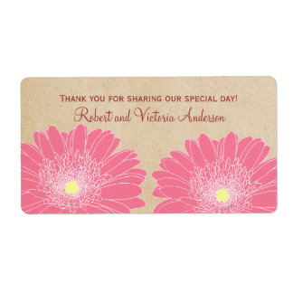 Delicate Daisies Wedding Labels, Pink Label
