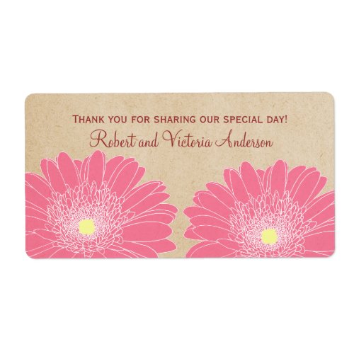 Delicate Daisies Wedding Labels Pink Label