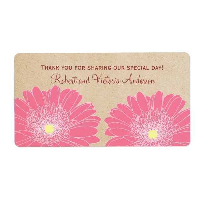 Delicate Daisies Wedding Labels, Pink Label (Front)