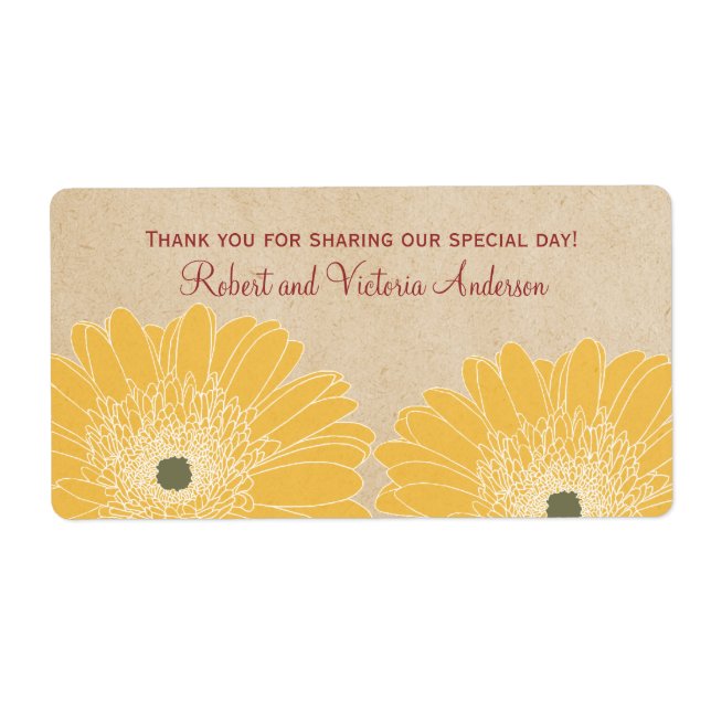 Delicate Daisies Wedding Labels, Yellow Label (Front)