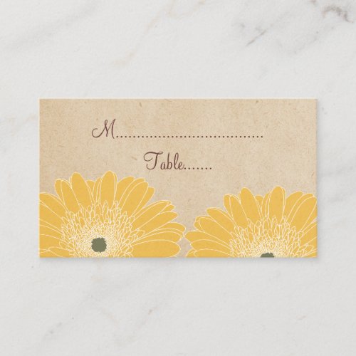 Delicate Daisies Wedding Place Card Yellow Place Card