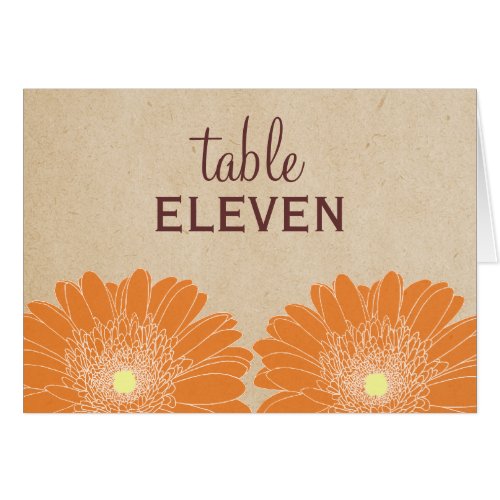 Delicate Daisies Wedding Table Card Orange