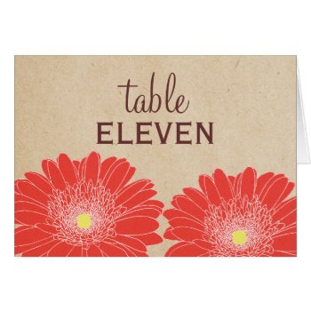 Delicate Daisies Wedding Table Card  Red by Dynamic_Weddings at Zazzle