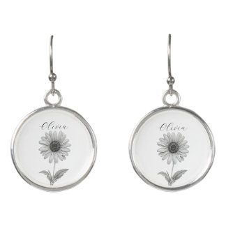 Delicate Daisy Flower Customizable Earrings