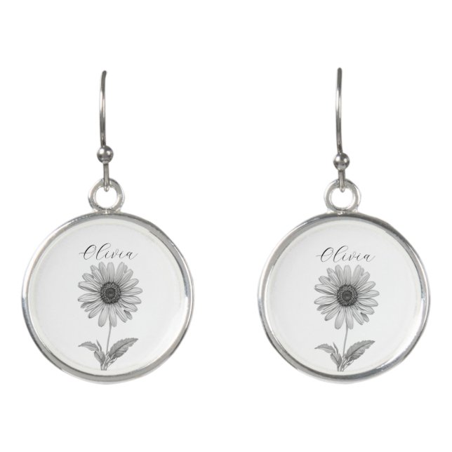 Delicate Daisy Flower Customizable Earrings (Front)