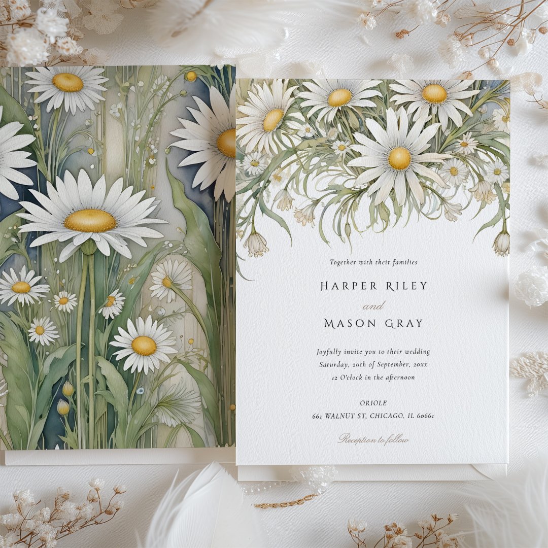 Delicate Daisy Garden Wedding Invitation