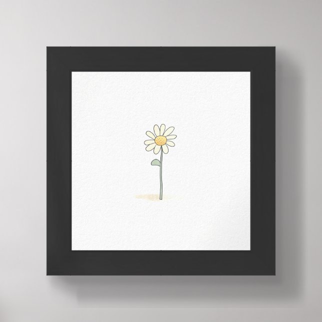 Delicate Daisy Illustration - Simple Sweet Flower Framed Art (Framed Front)