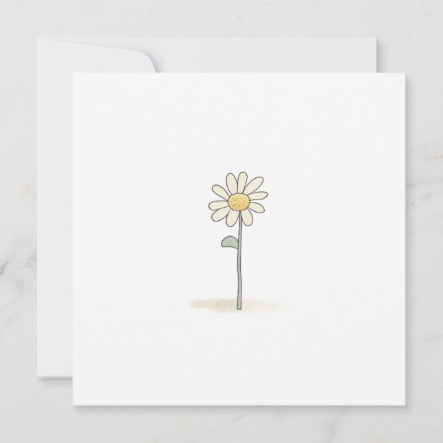 Delicate Daisy Illustration - Simple Sweet Flower Holiday Card (Front)