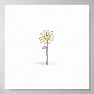Delicate Daisy Illustration - Simple Sweet Flower Poster