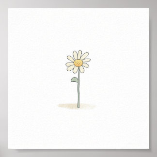 Delicate Daisy Illustration - Simple Sweet Flower Poster