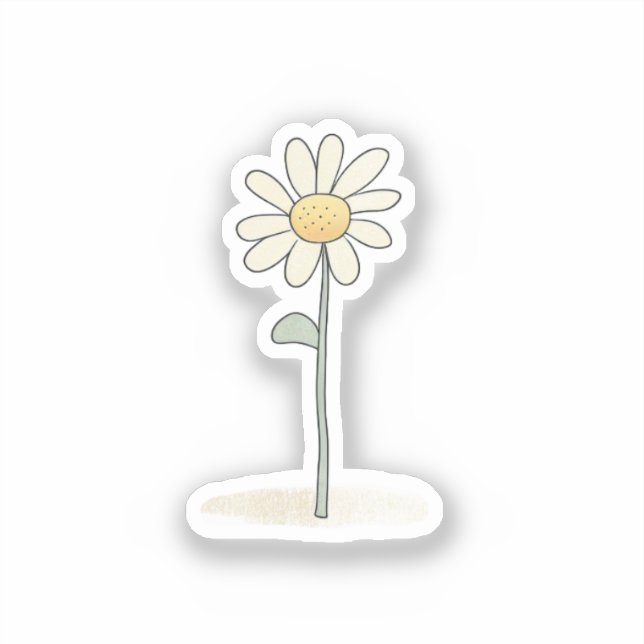 Delicate Daisy Illustration - Simple Sweet Flower Sticker (Front)