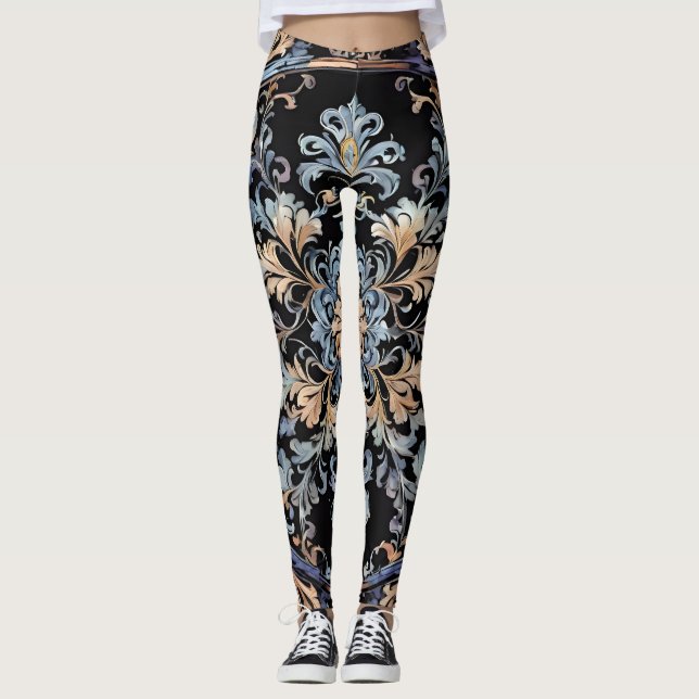 Delicate Damask Pattern Leggings  (Front)