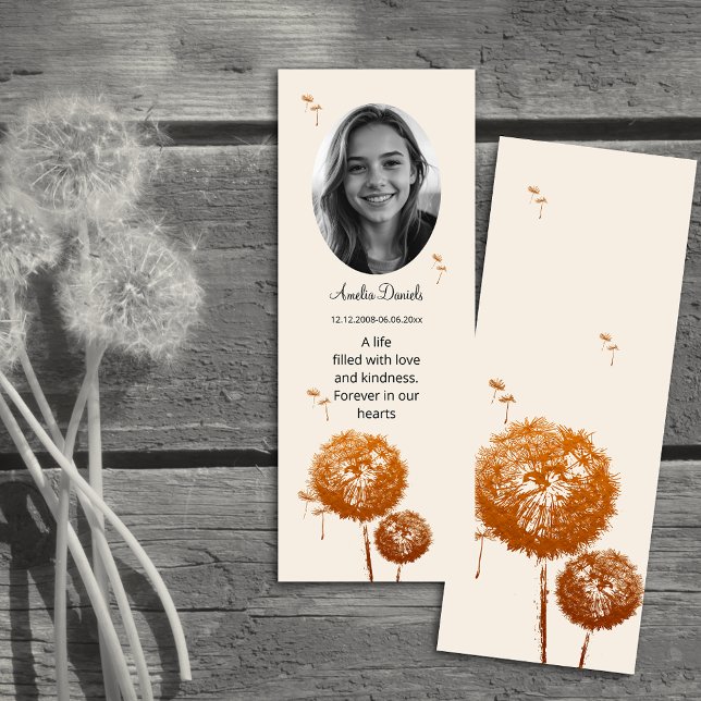 Delicate Dandelion Funeral Bookmark (Creator Uploaded)