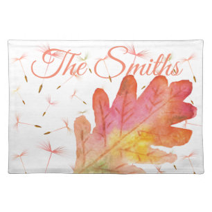 Delicate Dandelions & Autumn Leaf Cloth Placemat