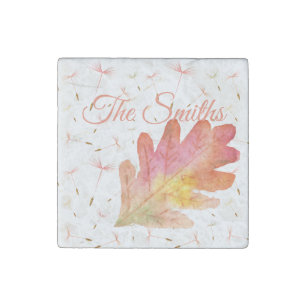 Delicate Dandelions & Autumn Leaf Stone Magnet