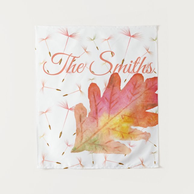 Delicate Dandelions & Autumn Leaf Tapestry (Front)