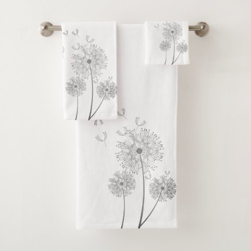 Delicate Dandelions Blowing In Wind Bath Towel Set