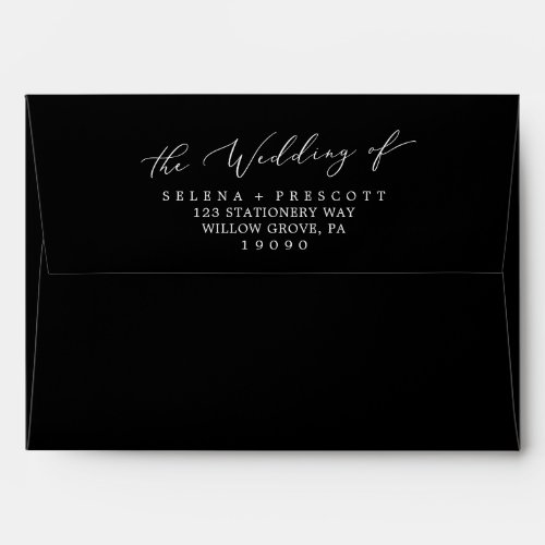Delicate Dark Black Calligraphy Wedding Invitation Envelope