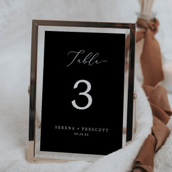 Delicate Dark Black Calligraphy Wedding Table Number by FreshAndYummy at Zazzle
