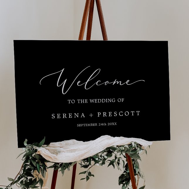 Delicate Dark Black Calligraphy Wedding Welcome Foam Board (Creator Uploaded)