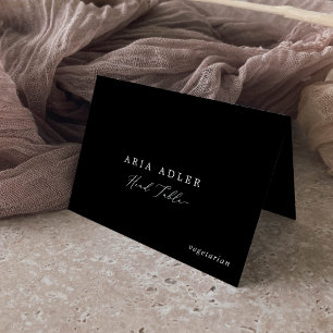 Delicate Dark Black Head Table Menu Place Cards
