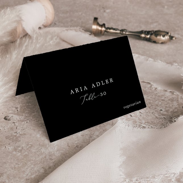 Delicate Dark Black Menu Option Place Cards (Creator Uploaded)