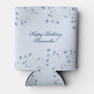 Delicate Dark Blue Wildflowers Birthday Party Can Cooler
