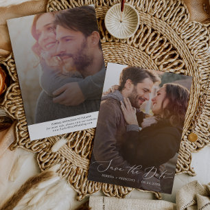 Delicate Dark Overlay Photo Template Save the Date