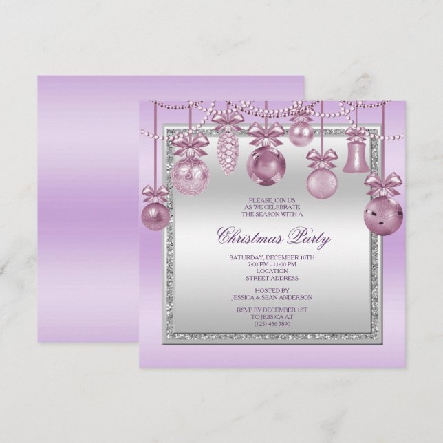 Delicate Decorations Christmas Party Invitation (Front/Back)
