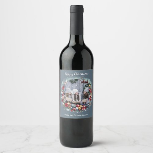 Delicate decorations Christmas  your photo Wine Label
