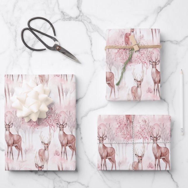 Delicate deer on Christmas wrap Wrapping Paper Sheets (Front)
