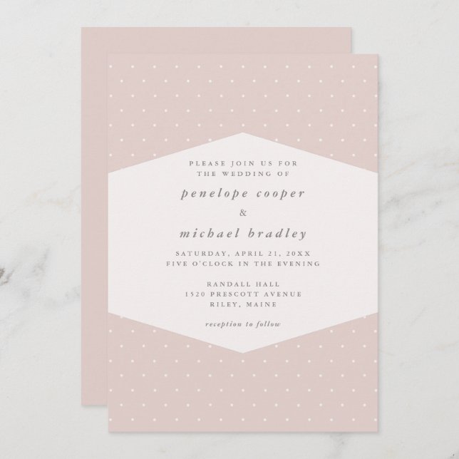 Delicate Dots Blush Pink Wedding Invitation (Front/Back)