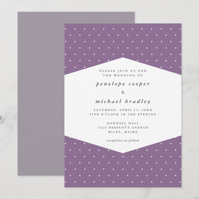 Delicate Dots Purple Wedding Invitation (Front/Back)