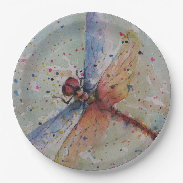DELICATE DRAGONFLY  PARTY PAPER PLATES (Front)