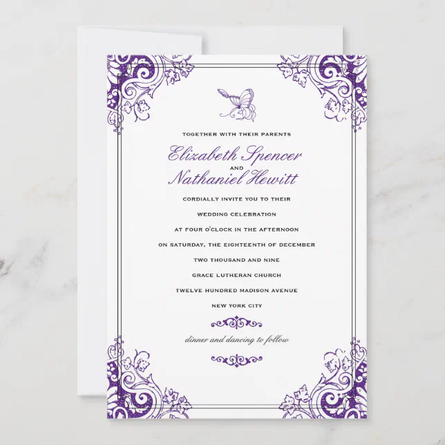 Delicate Dream Wedding Invitation Purple 