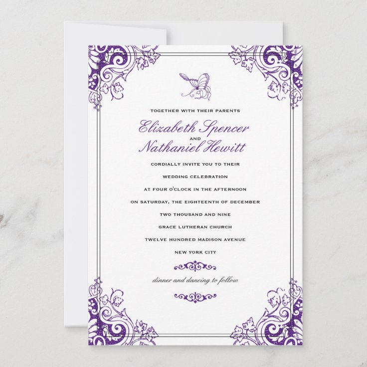 Delicate Dream Wedding Invitation Purple | Zazzle