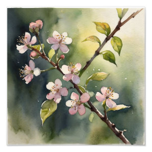 Delicate Dreams: Cherry Blossom Watercolor Photo Print