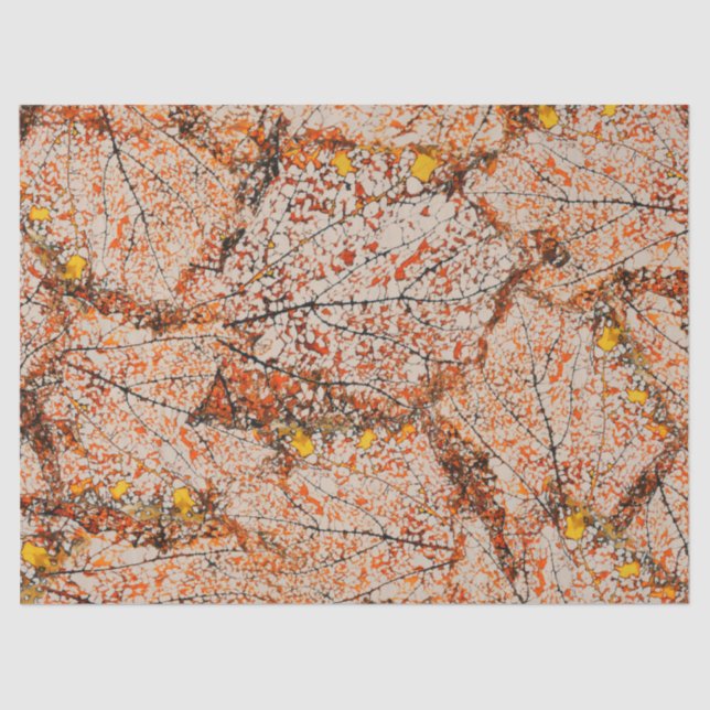 Delicate Dried Fall Leaves Orange Tissue Paper (Front)