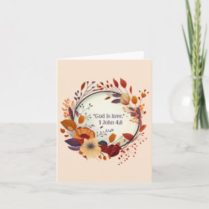 Delicate Dried Floral Wreath Religious Blank Card
