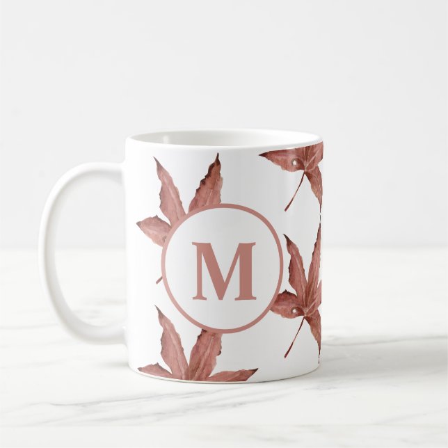 Delicate Dry Maple Leaves Pattern Coffee Mug (Left)