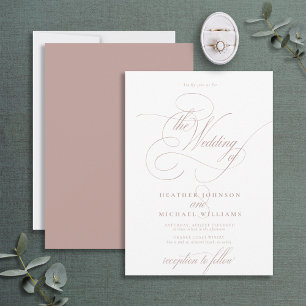 Delicate Dusty Rose Modern Calligraphy Classic Invitation
