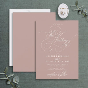 Delicate Dusty Rose Modern Calligraphy Classic Invitation