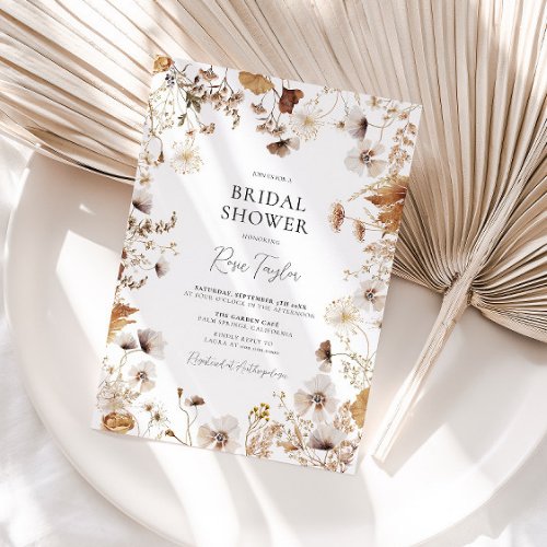 Delicate Earthy Wildflower Bridal Shower Invitation
