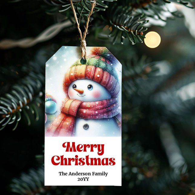 Delicate Editable Holiday Kids Gift Tag Snowman  (Delicate Editable Holiday Kids Gift Tag Snowman Cheer)