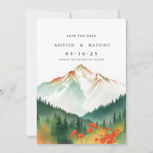 Delicate Editable Mountain Save The Date