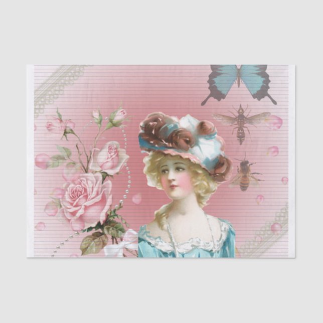Delicate Edwardian Rose Motif for Decoupage Paper (Front)