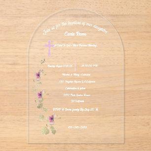 Delicate Elegance acrylic baptism invitation templ
