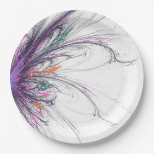 Delicate Elegance Fractal Paper Plates
