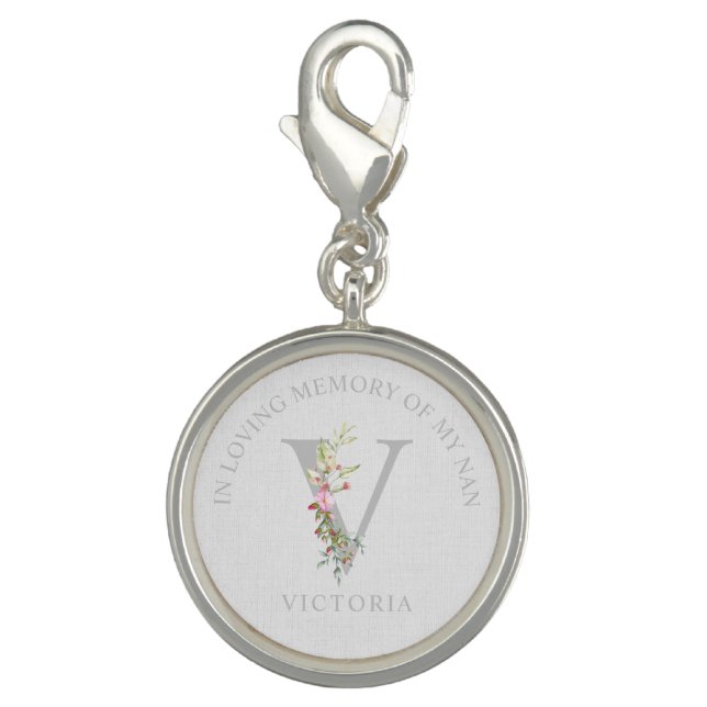 Delicate Elegant Initial in Loving Memory Dear One Charm (Front)