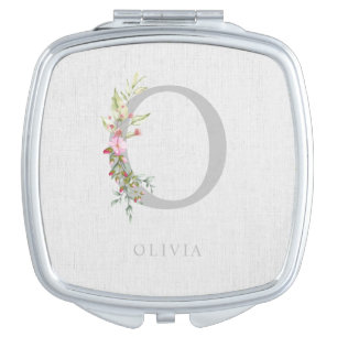 Delicate Elegant Or Initial Garland Gift For Her Compact Mirror